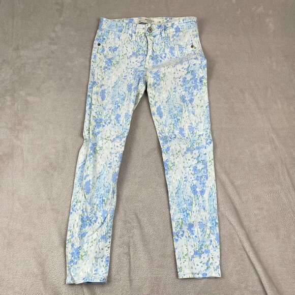 Abercrombie & Fitch Women's Jeans 0/25 Skinny Floral Blue Green Cotton Stretch - Picture 11 of 11